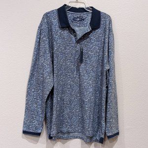 NWT - Stone Rose Men's Paisley Printed Long Sleeve Polo Top (Size: 7)